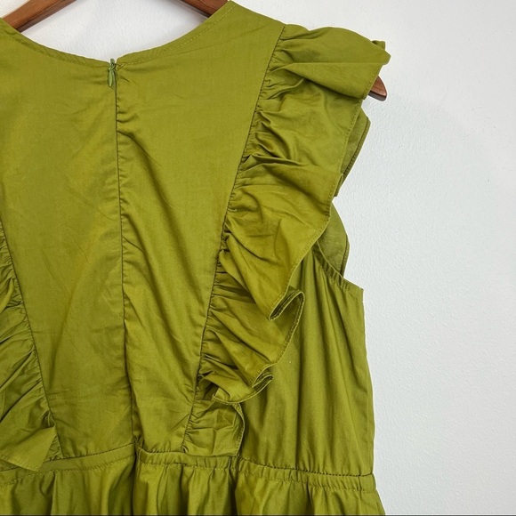 Pretty Little Thing Olive Poplin Button Detail Flare Short Romper Size 8 - Picture 9 of 14